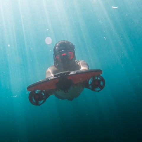 a man swimming in the water